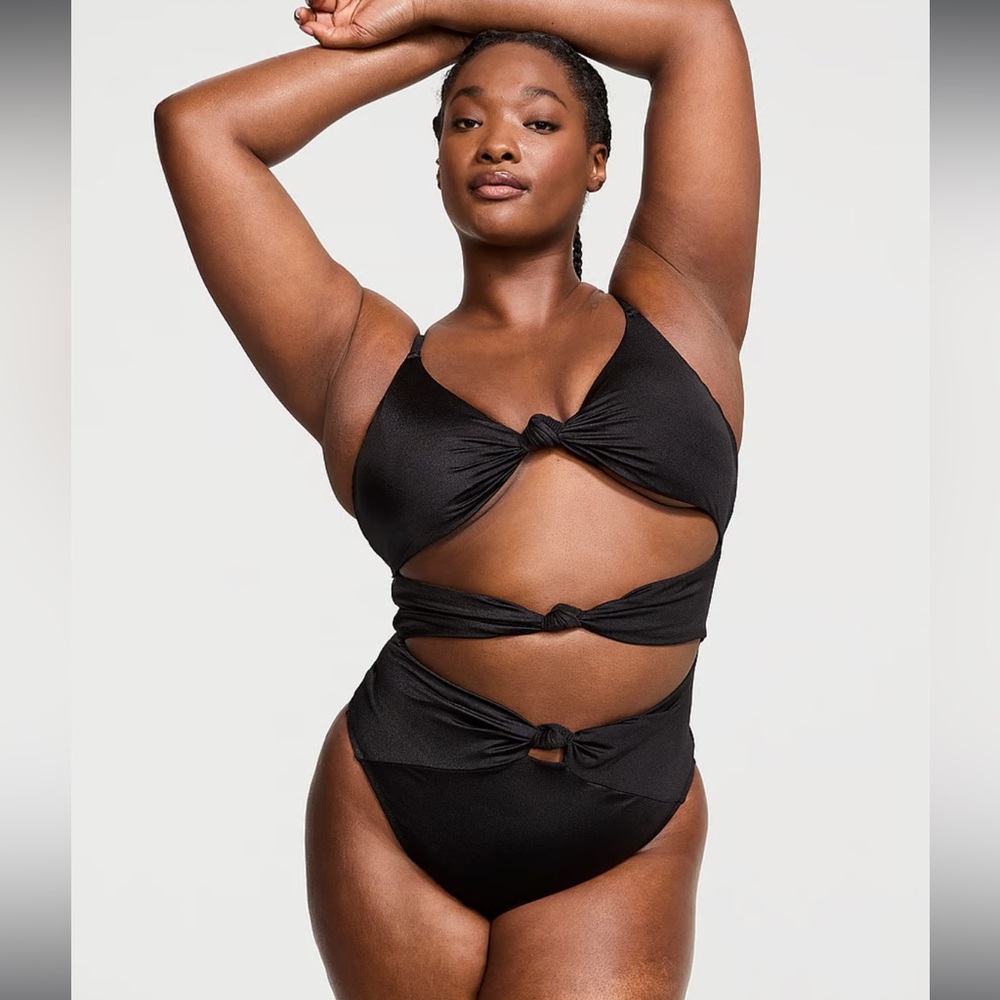 NWT VICTORIA'S SECRET SWIM | Knotted One-Piece Swimsuit in Black Size Large